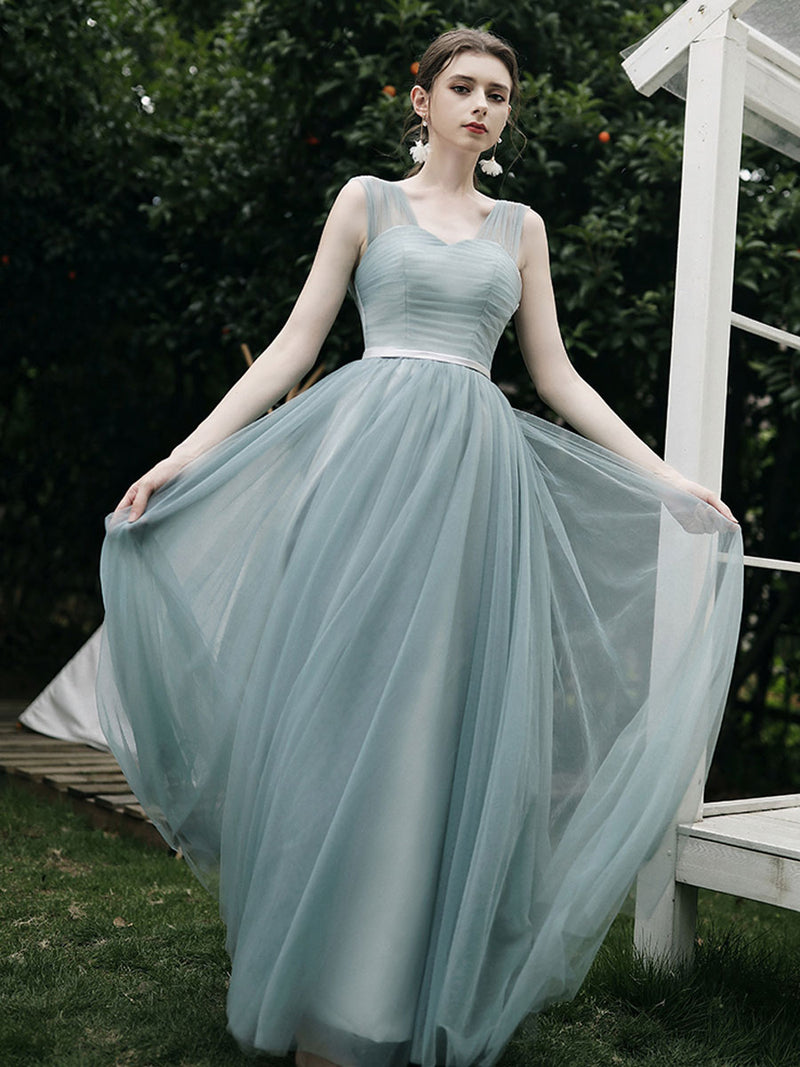 A-Line Prom Dress Off Shoulder Split Surplice Floor Length Green Satin -  Princessly